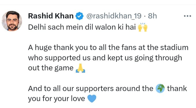 Rashid Khan Tweet