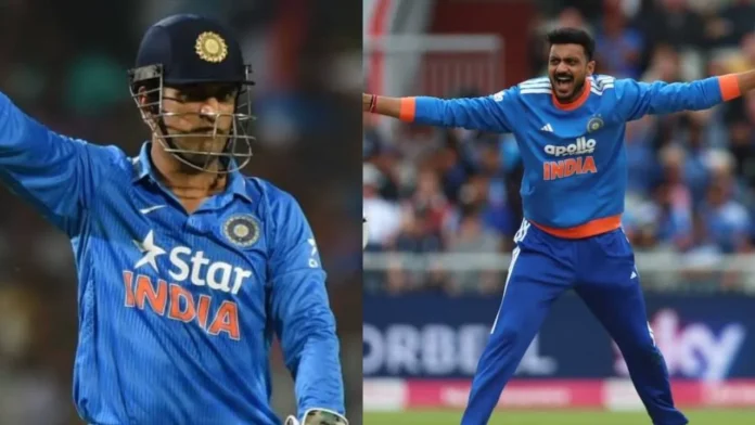 Axar Patel and MS Dhoni Axar Patel and MS Dhoni